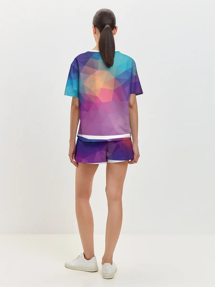 Женская пижама с шортами / Цветные полигоны - Градиент