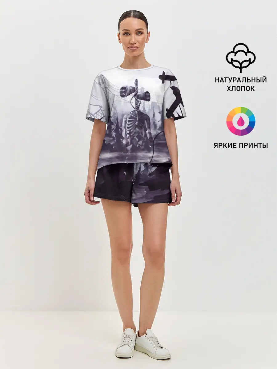 Женская пижама с шортами / СИРЕНОГОЛОВЫЙ В ГОРОДЕ