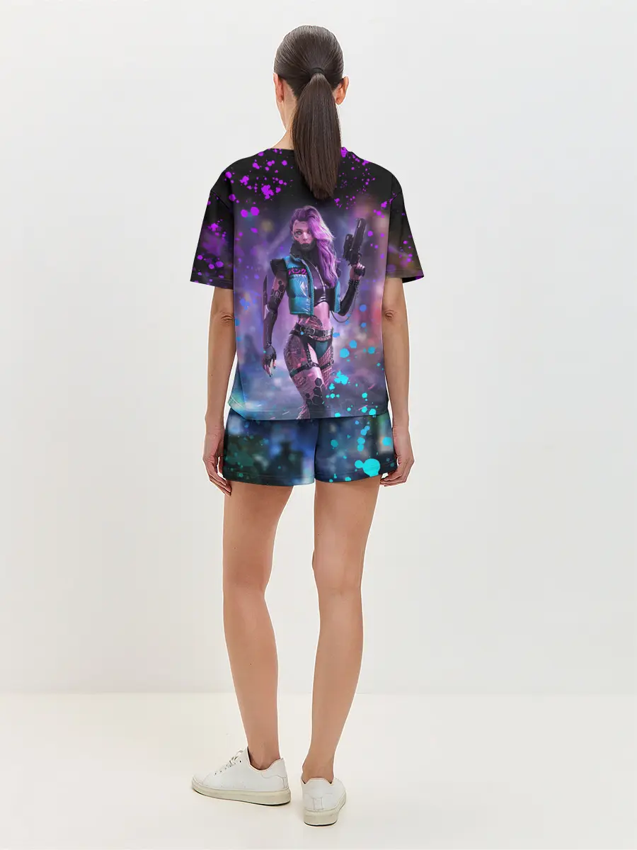 Женская пижама с шортами / CYBERPUNK 2077 NEON | КИБЕРПАНК НЕОН