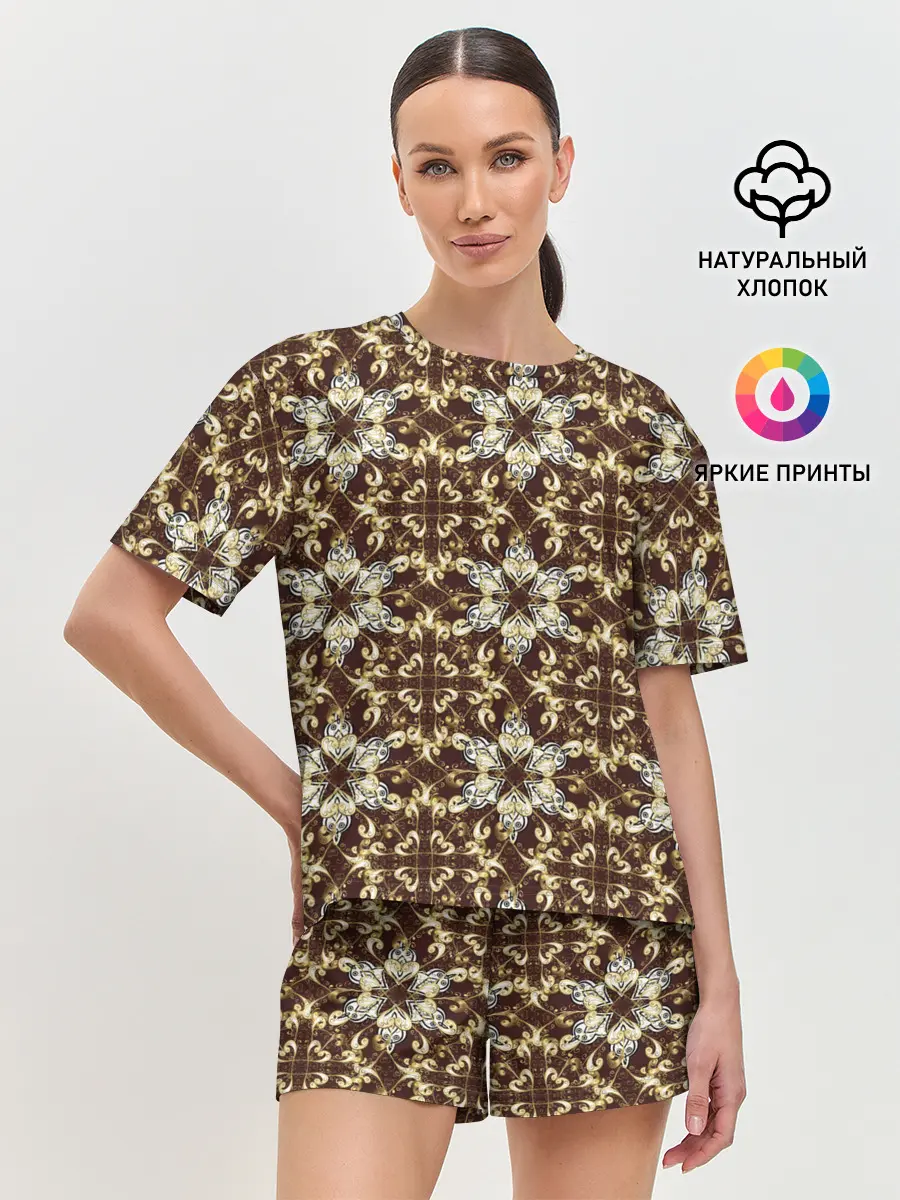 Женская пижама с шортами / узоры