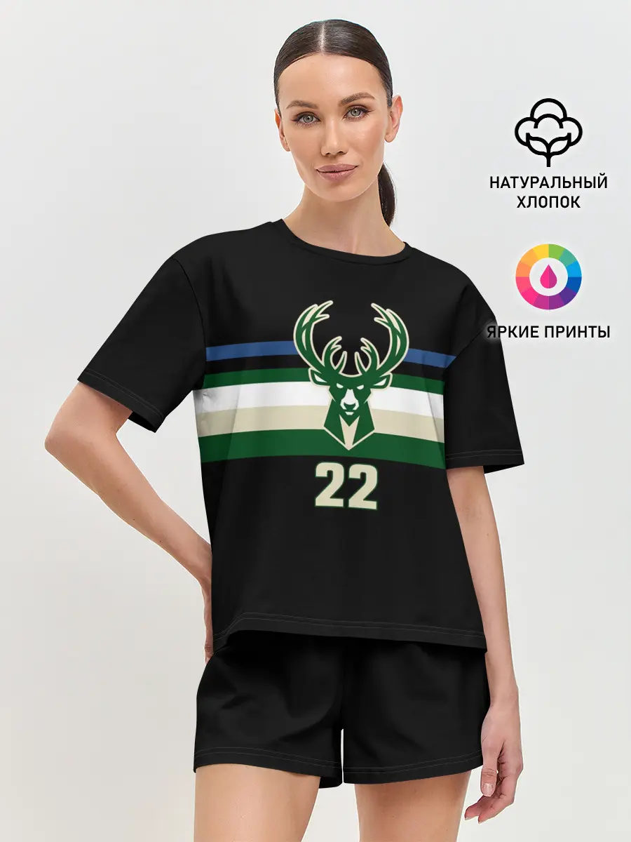 Женская пижама с шортами / Milwaukee Bucks форма. Крис Миддлтон