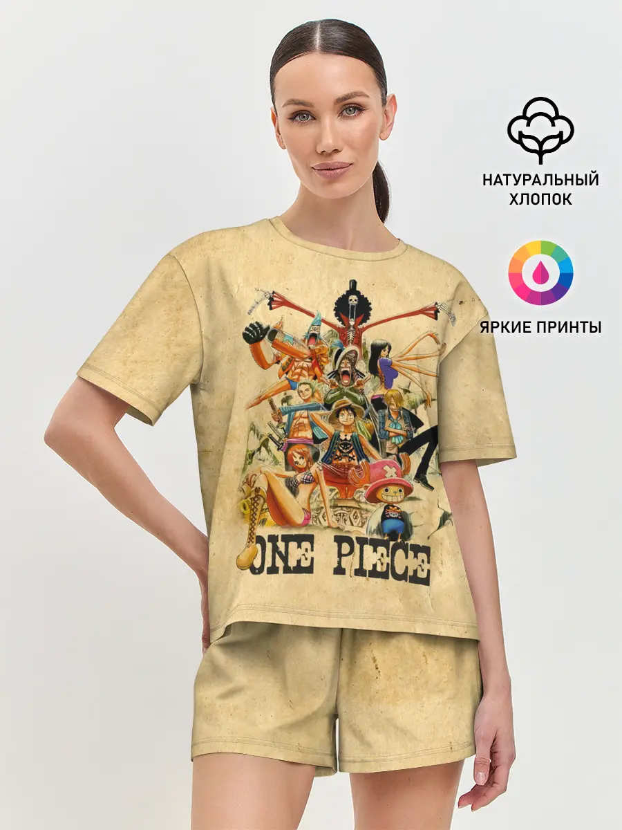 Женская пижама с шортами / One Piece пираты Соломенной Шляпы