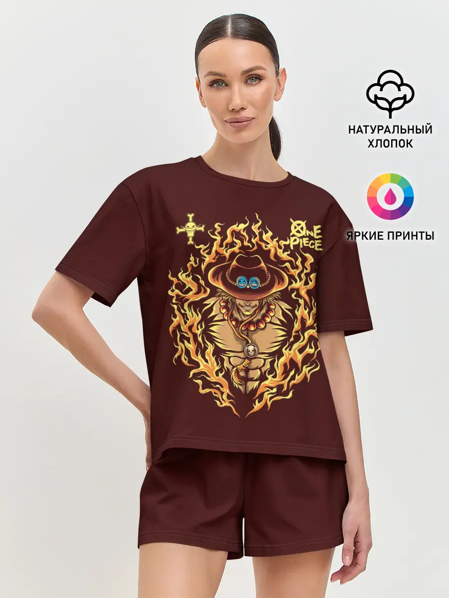 Женская пижама с шортами / One Piece Портгас Д. Эйс в огне