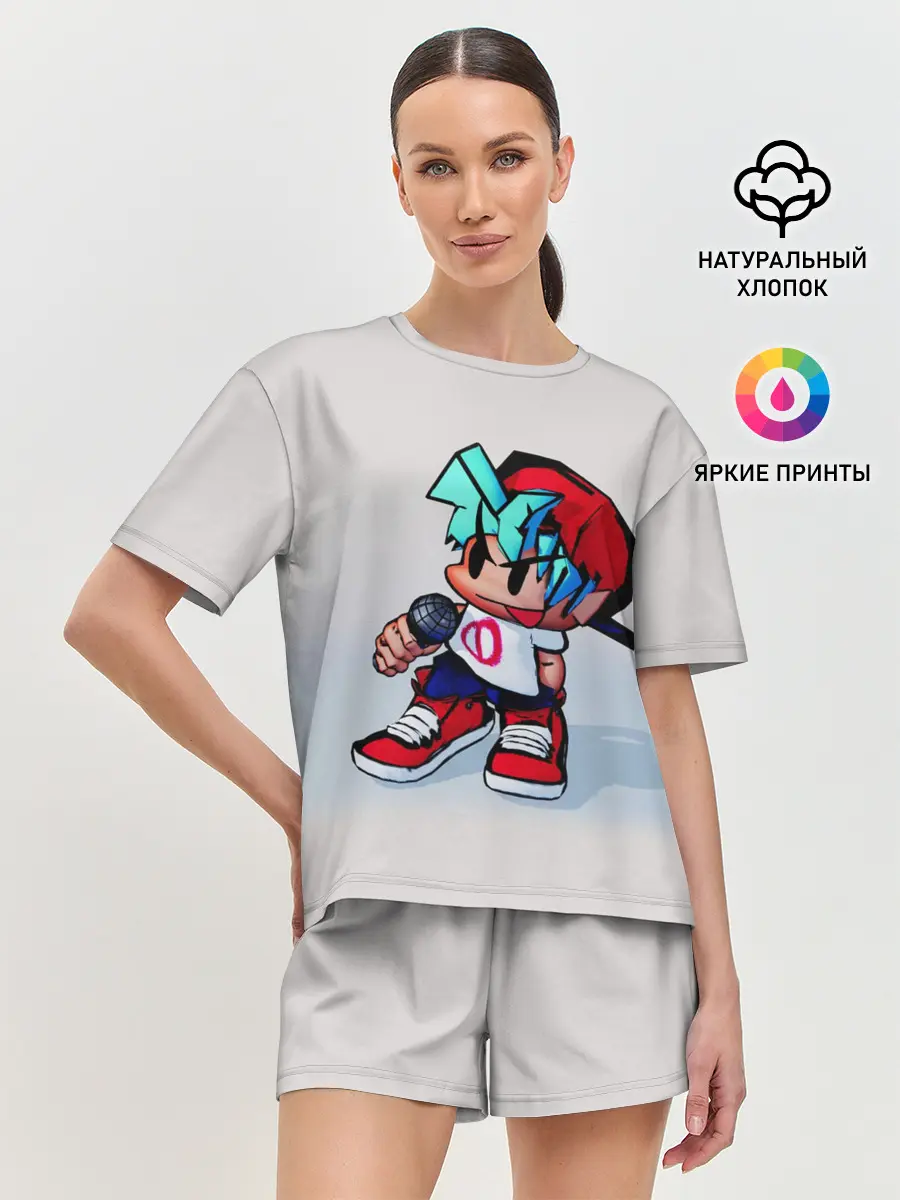 Женская пижама с шортами / Бойфренд с микрофоном