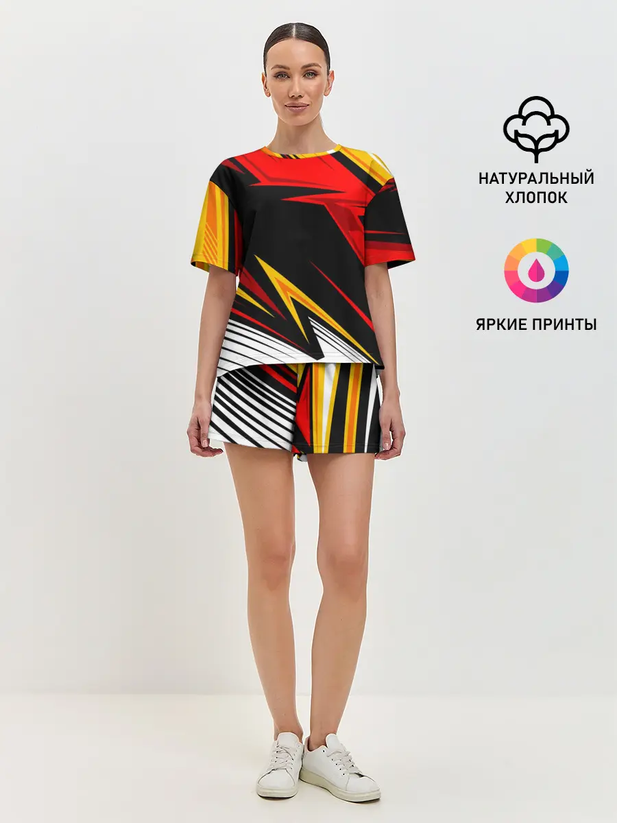 Женская пижама с шортами / КРАСНО-ЖЕЛТЫЙ СПОРТ | SPORT