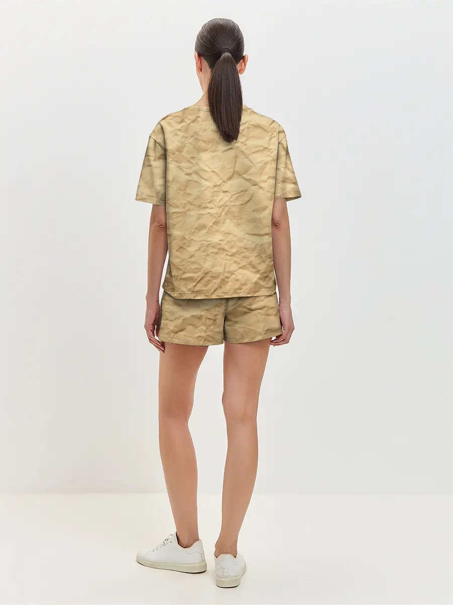 Женская пижама с шортами / БУМАЖНАЯ ТЕКСТУРА