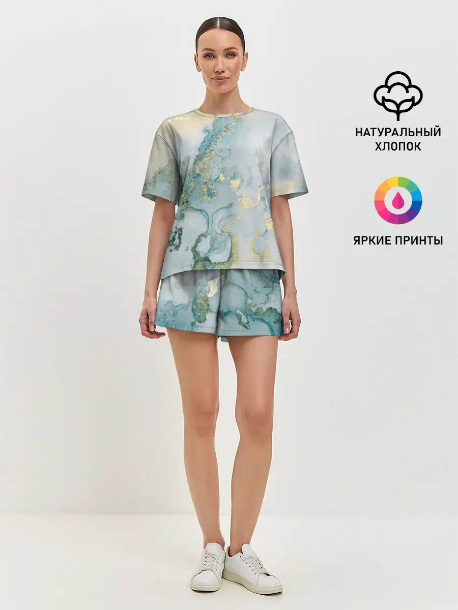 Женская пижама с шортами / Абстрактный мрамор
