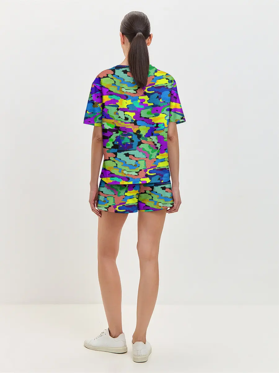 Женская пижама с шортами / Камуфляж в ярких тонах