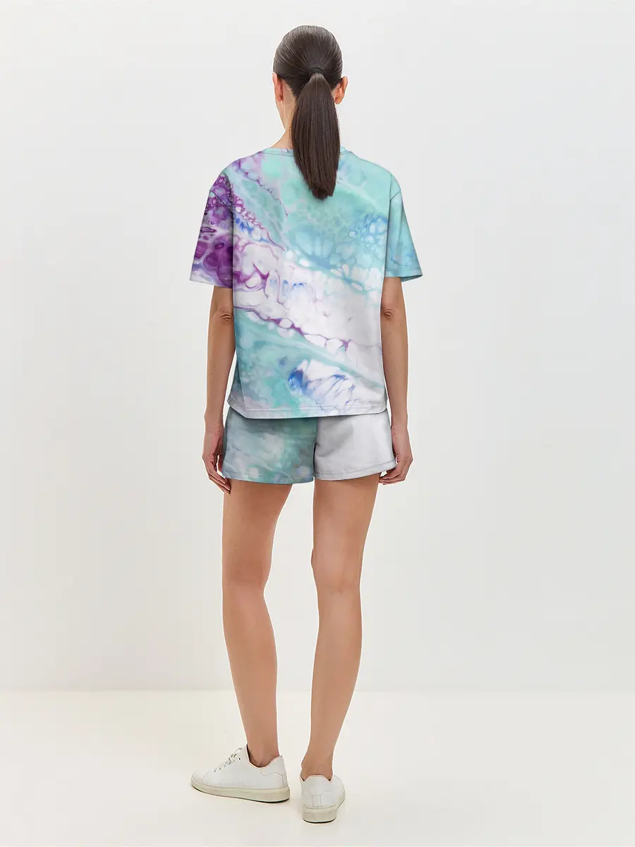 Женская пижама с шортами / Цветная морская пена