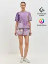 Женская пижама с шортами / Сиреневые разводы краски