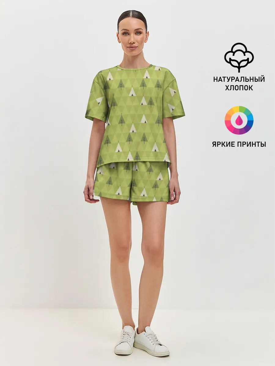 Женская пижама с шортами / Лес | Текстура
