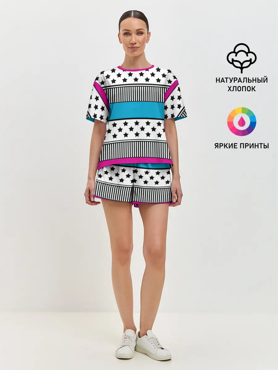 Женская пижама с шортами / Молодежный современный узор