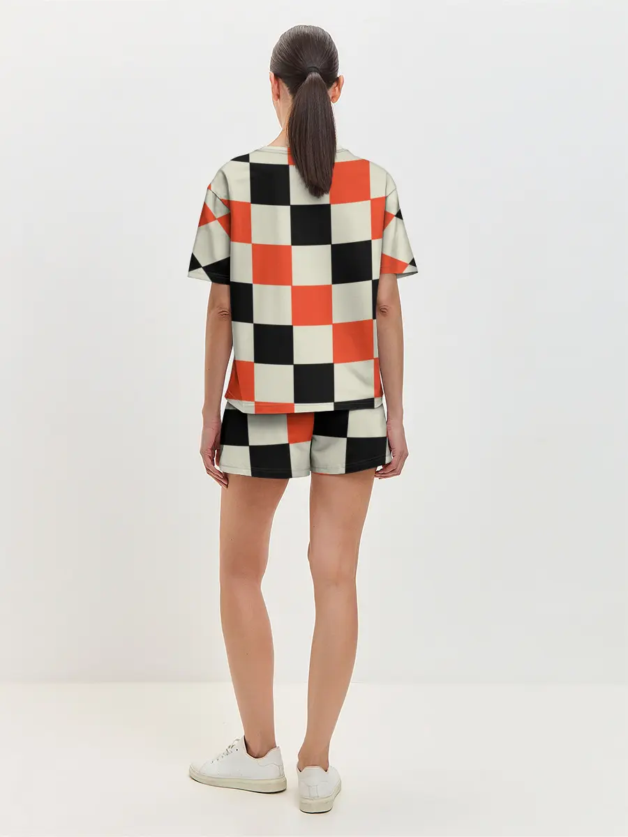 Женская пижама с шортами / Образец шахматной доски