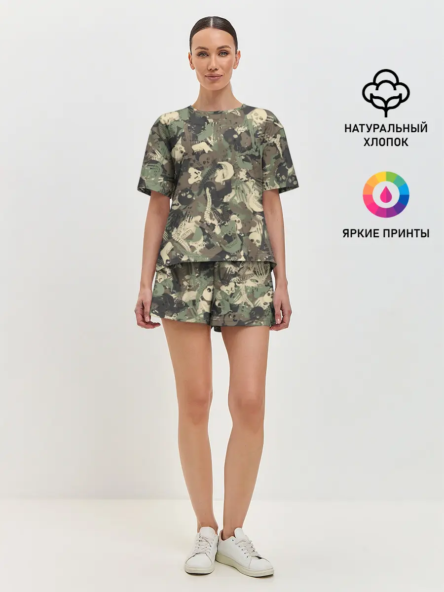 Женская пижама с шортами / Камуфляж с костями