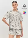 Женская пижама с шортами / Цветы и листья