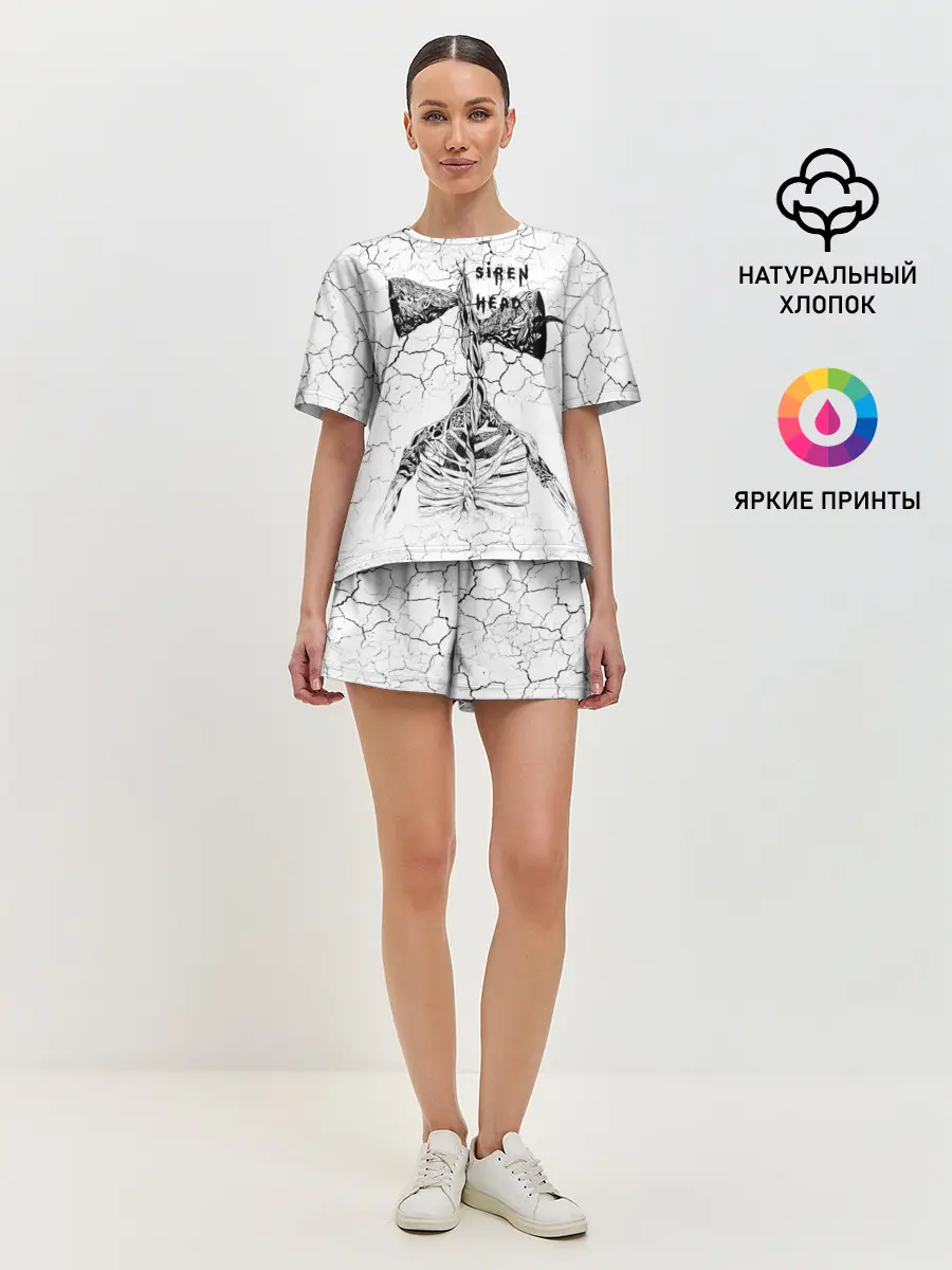 Женская пижама с шортами / Сиреноголовый Трещины Надпись