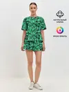 Женская пижама с шортами / Зеленый абстрактный узор