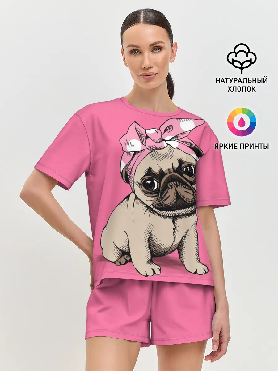 Женская пижама с шортами / Мопс | собака