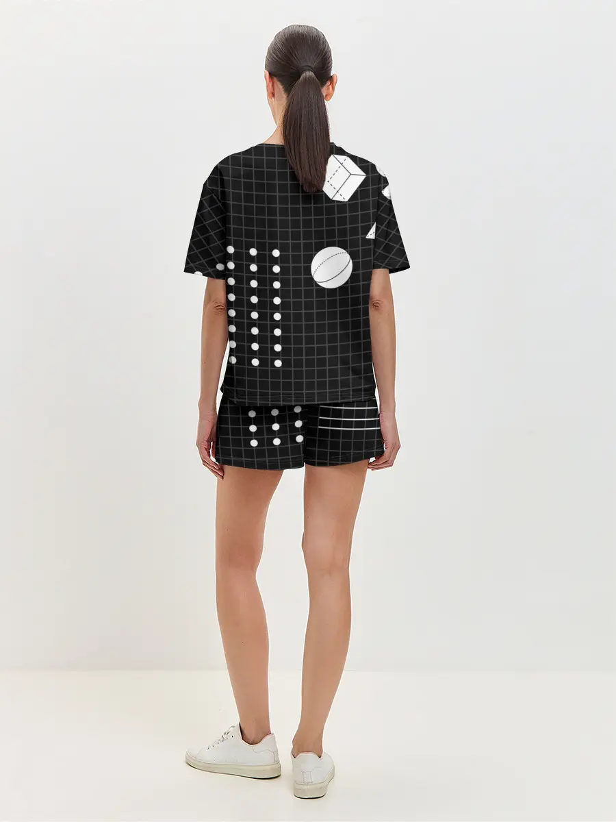 Женская пижама с шортами / Черно-белые фигуры 3D
