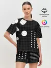 Женская пижама с шортами / Черно-белые фигуры 3D