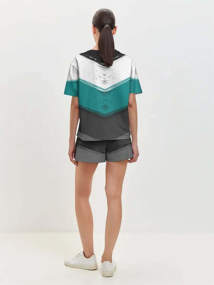 Женская пижама с шортами / Полосатый абстрактный принт