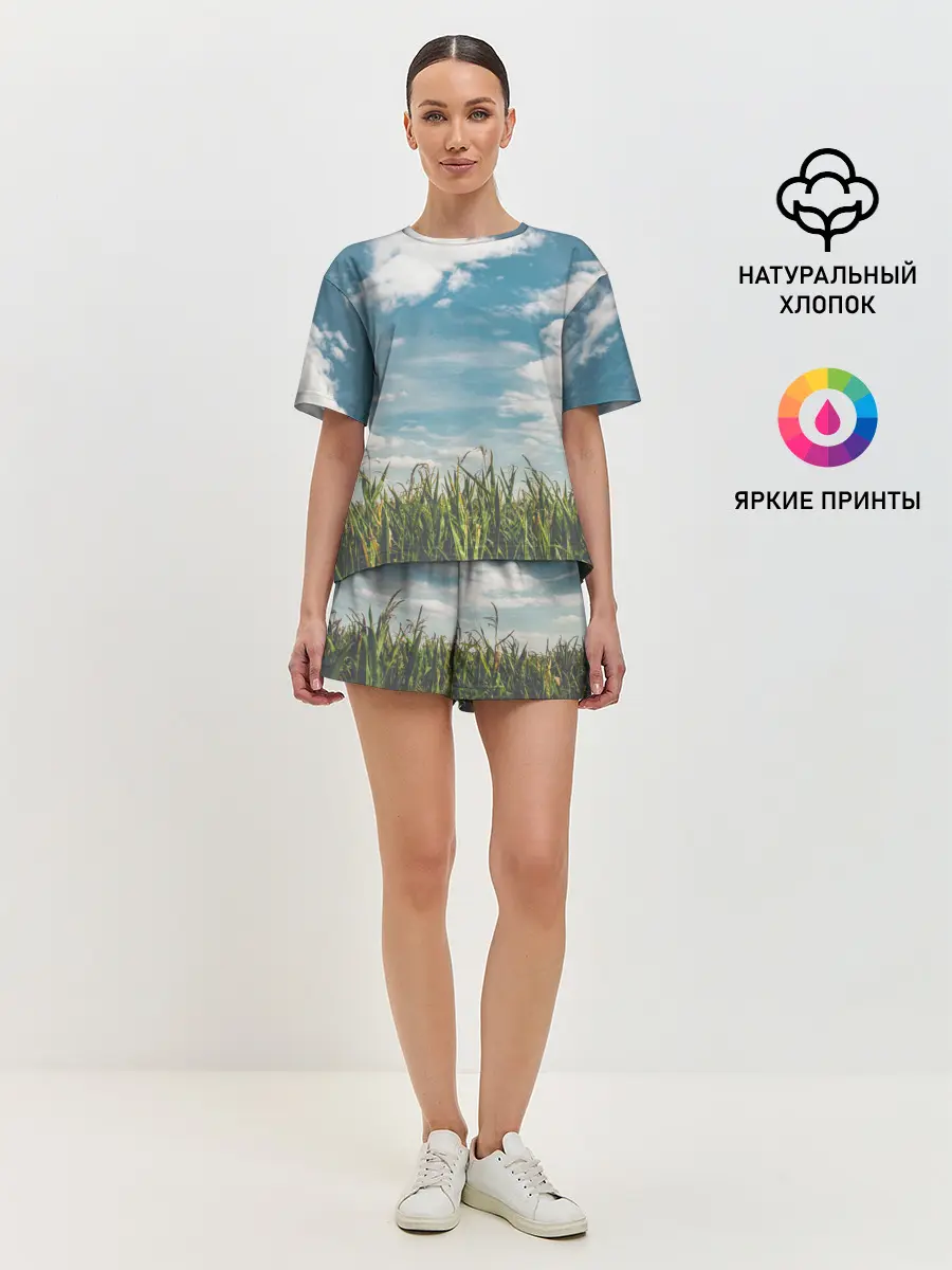 Женская пижама с шортами / Небушко и полюшко