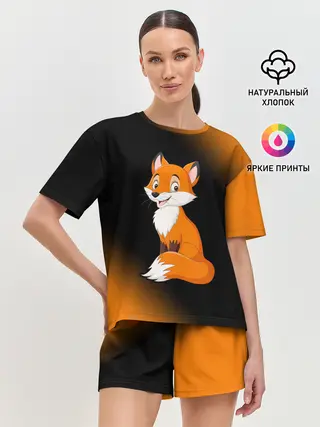 Женская пижама с шортами / Лисичка - Градиент