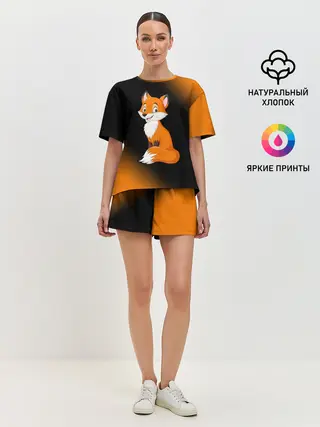 Женская пижама с шортами / Лисичка - Градиент