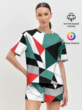 Женская пижама с шортами / Абстрактный геометрический