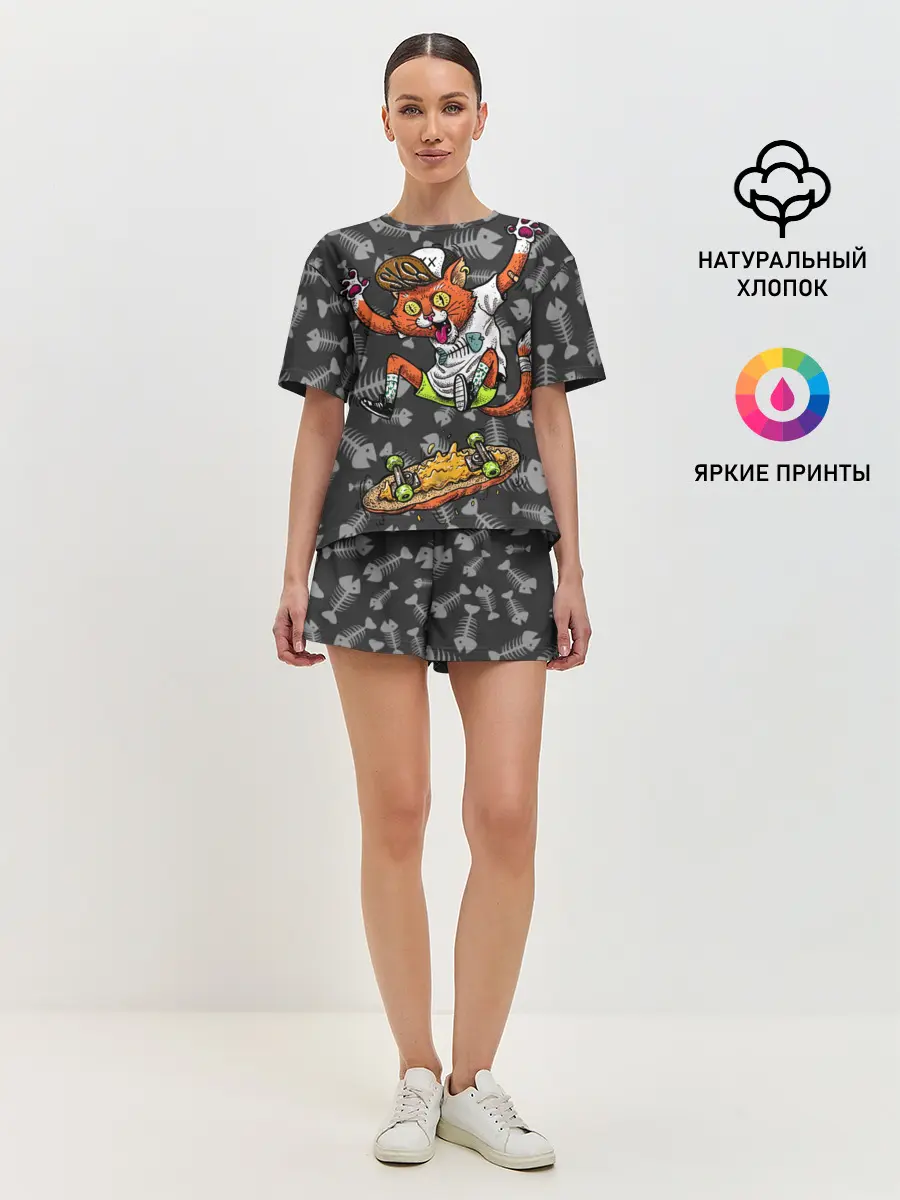 Женская пижама с шортами / SK8CAT