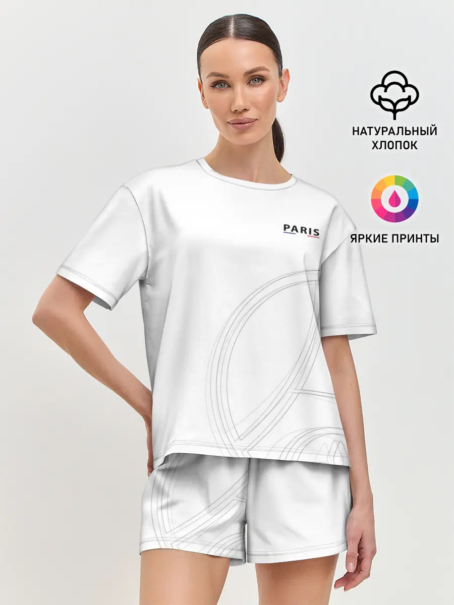 Женская пижама с шортами / PSG | Core Big Logo White