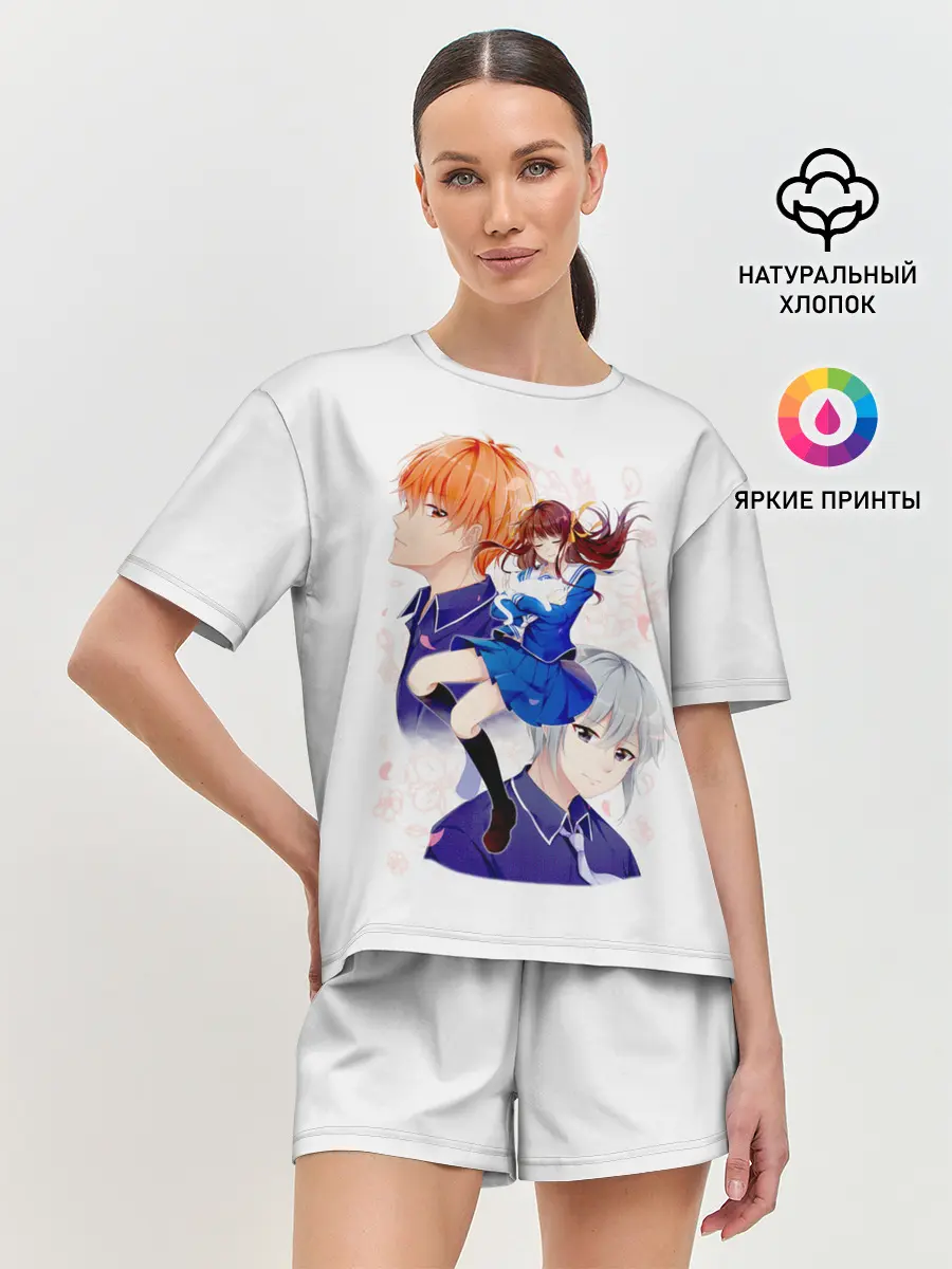 Женская пижама с шортами / Корзинка фруктов