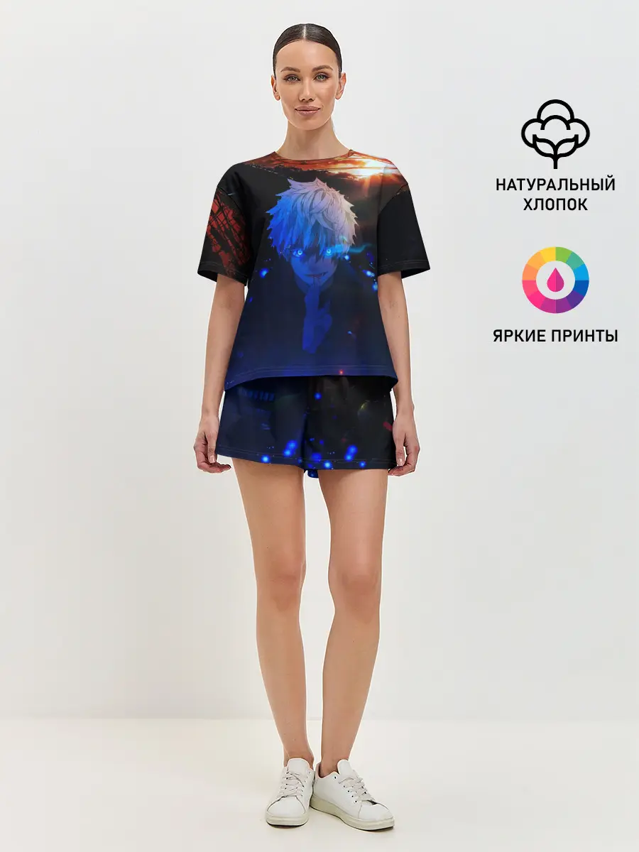 Женская пижама с шортами / Сатору гото голубые глаза