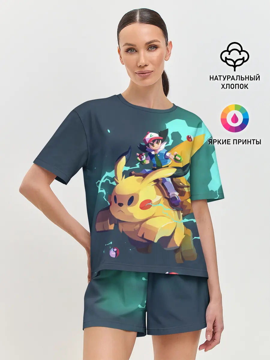 Женская пижама с шортами / Эш с Пикачу