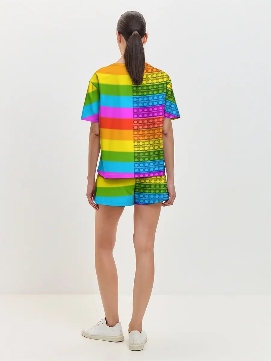 Женская пижама с шортами / POP it вертикальная надпись