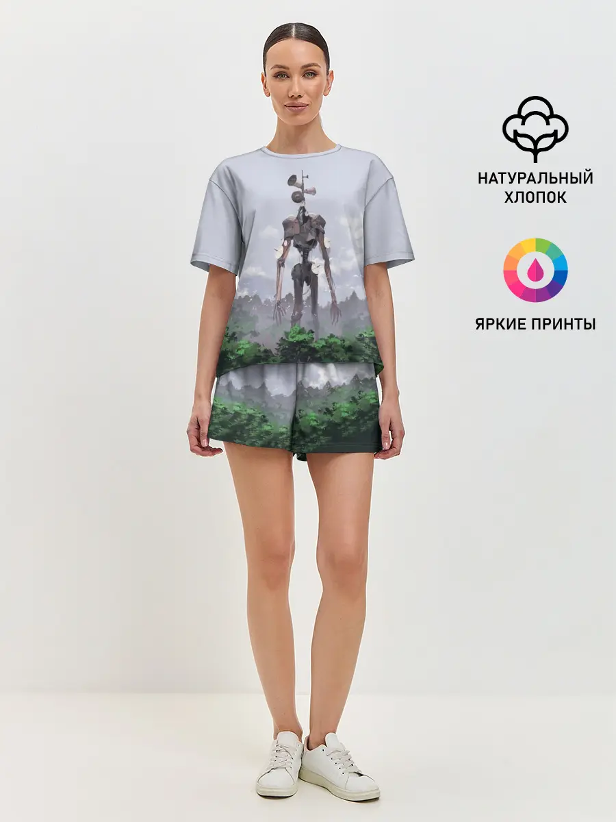 Женская пижама с шортами / СИРЕНОГОЛОВЫЙ / ЛЕС