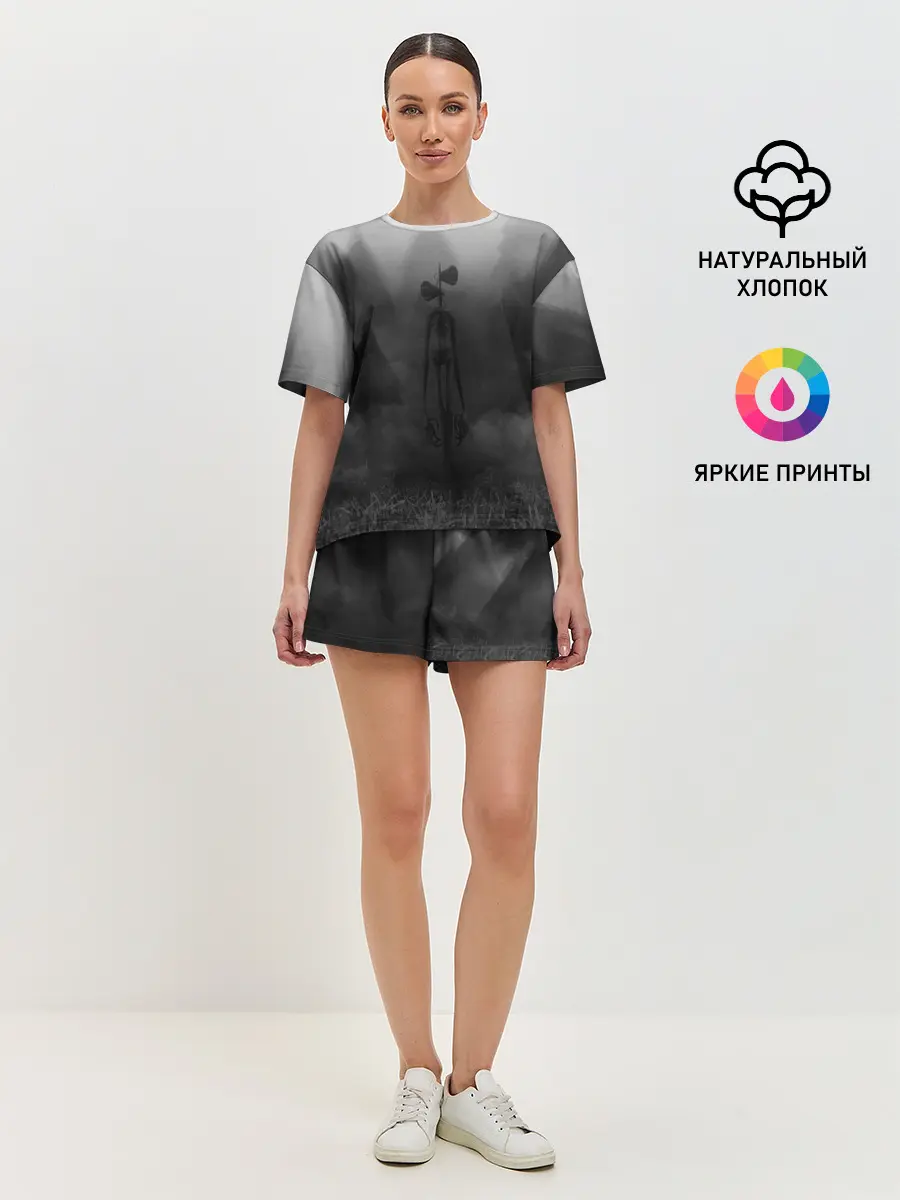 Женская пижама с шортами / СИРЕНОГОЛОВЫЙ / ТУМАННЫЙ ЛЕС