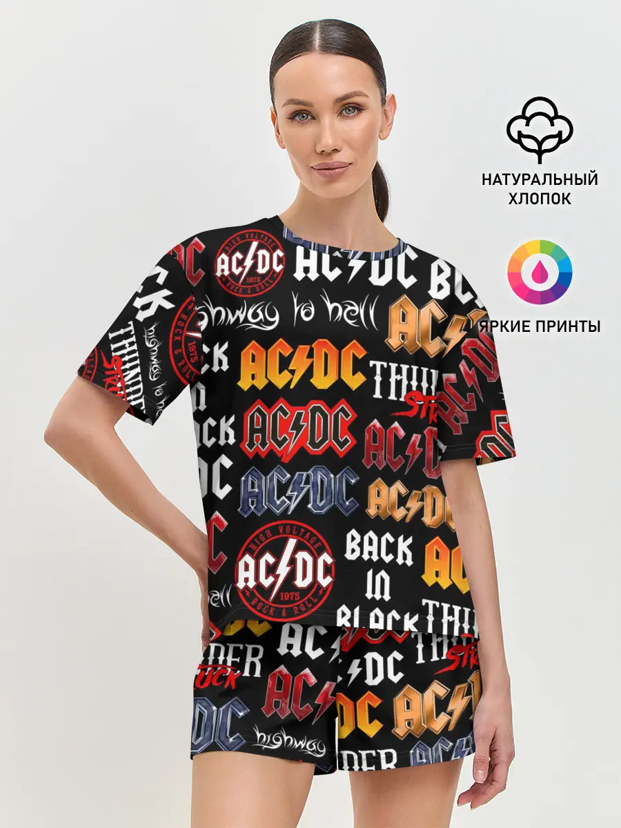 Женская пижама с шортами / AC DC LOGOBOMBING
