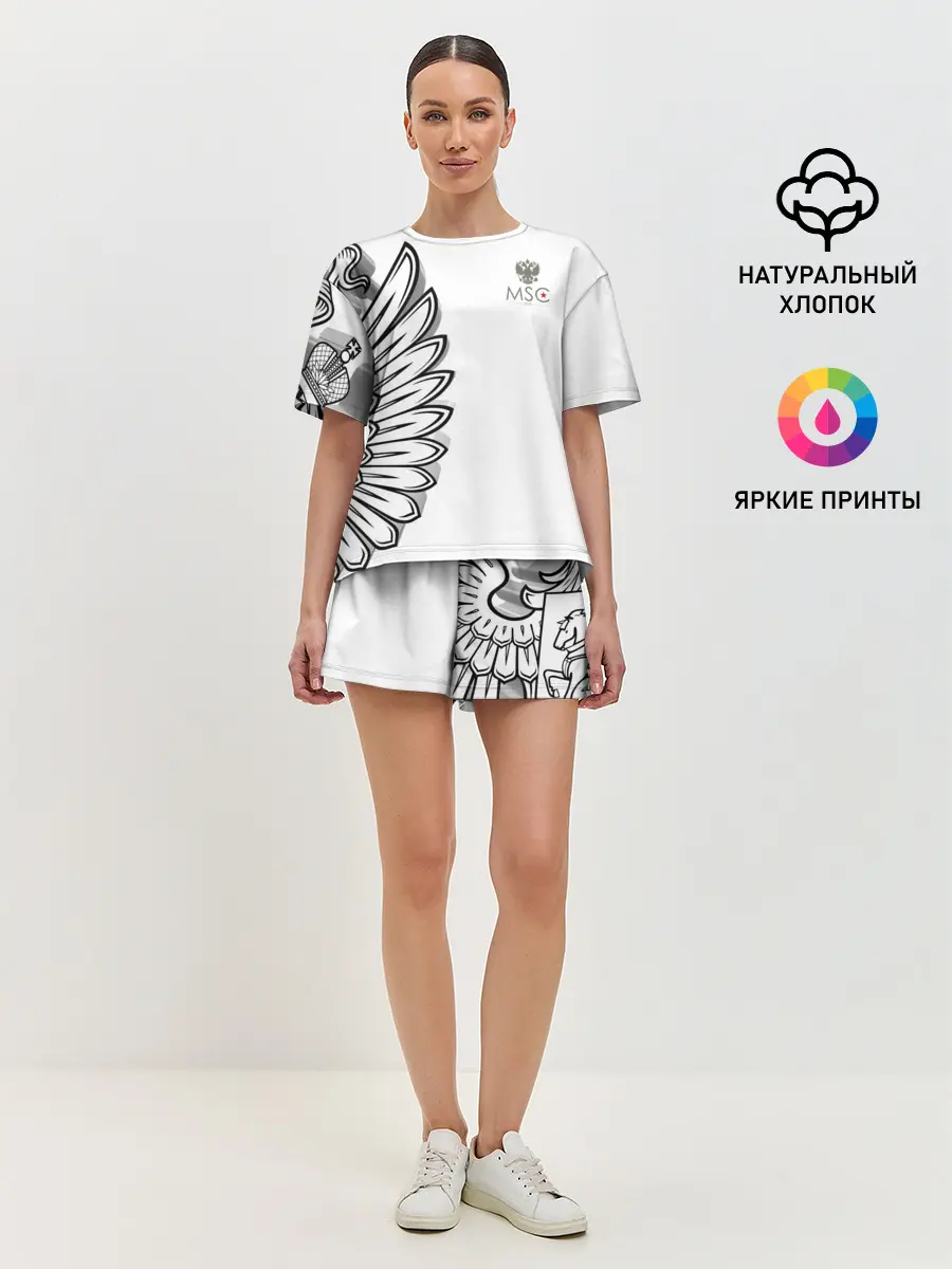 Женская пижама с шортами / Russia | MSKSide 3D Logo