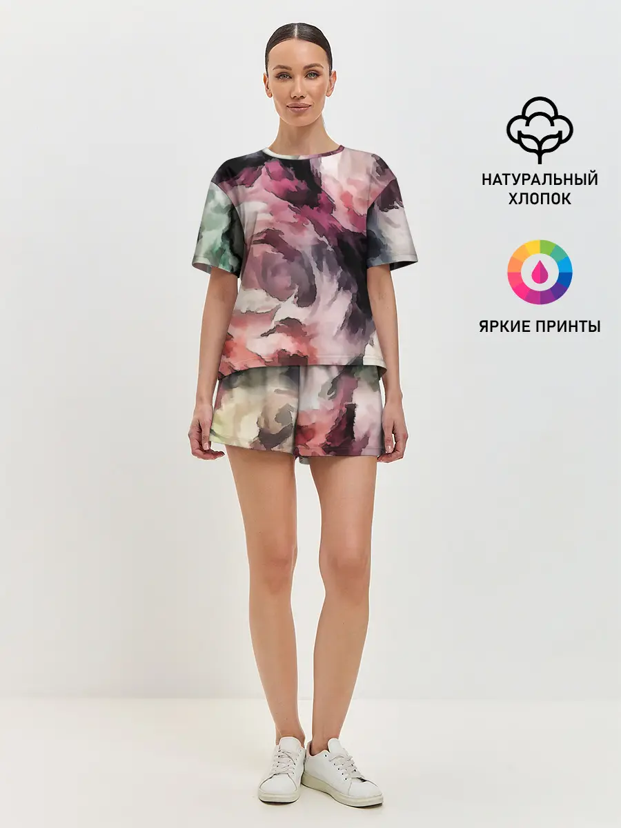 Женская пижама с шортами / Абстрактные розы