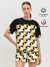 Женская пижама с шортами / Черно-желтый геометрический
