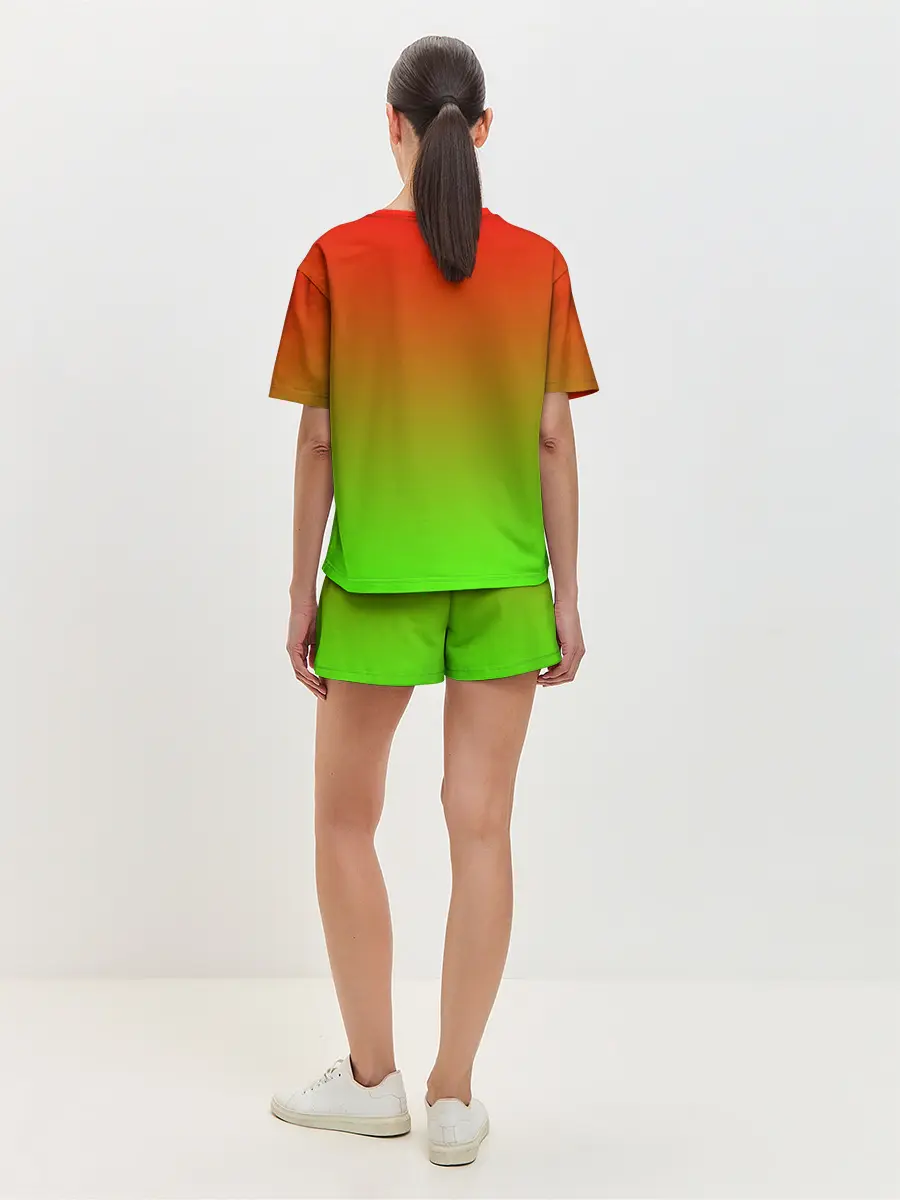 Женская пижама с шортами / Градиент Яблоко