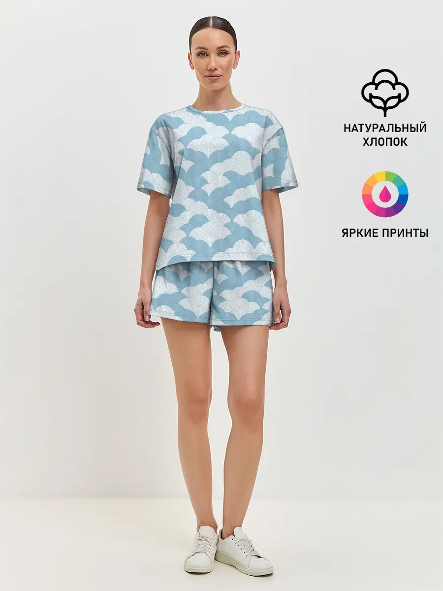 Женская пижама с шортами / Абстрактные волны