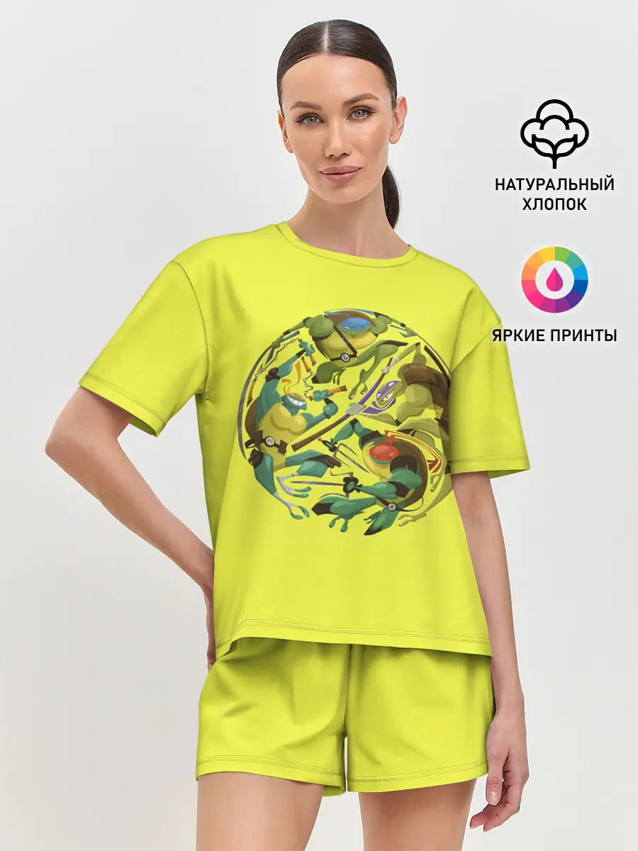 Женская пижама с шортами / Черепашья банда