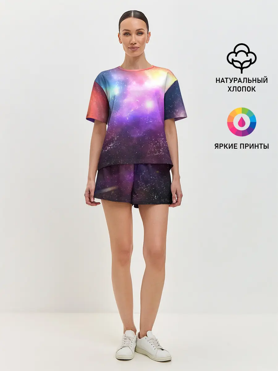 Женская пижама с шортами / Космос, сияние и звезды