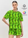 Женская пижама с шортами / Неоновый полосатый узор