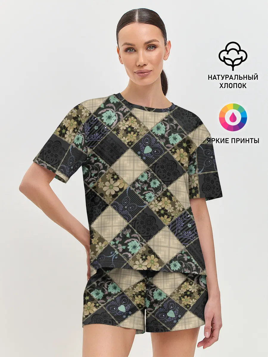 Женская пижама с шортами / Лоскутное шитье