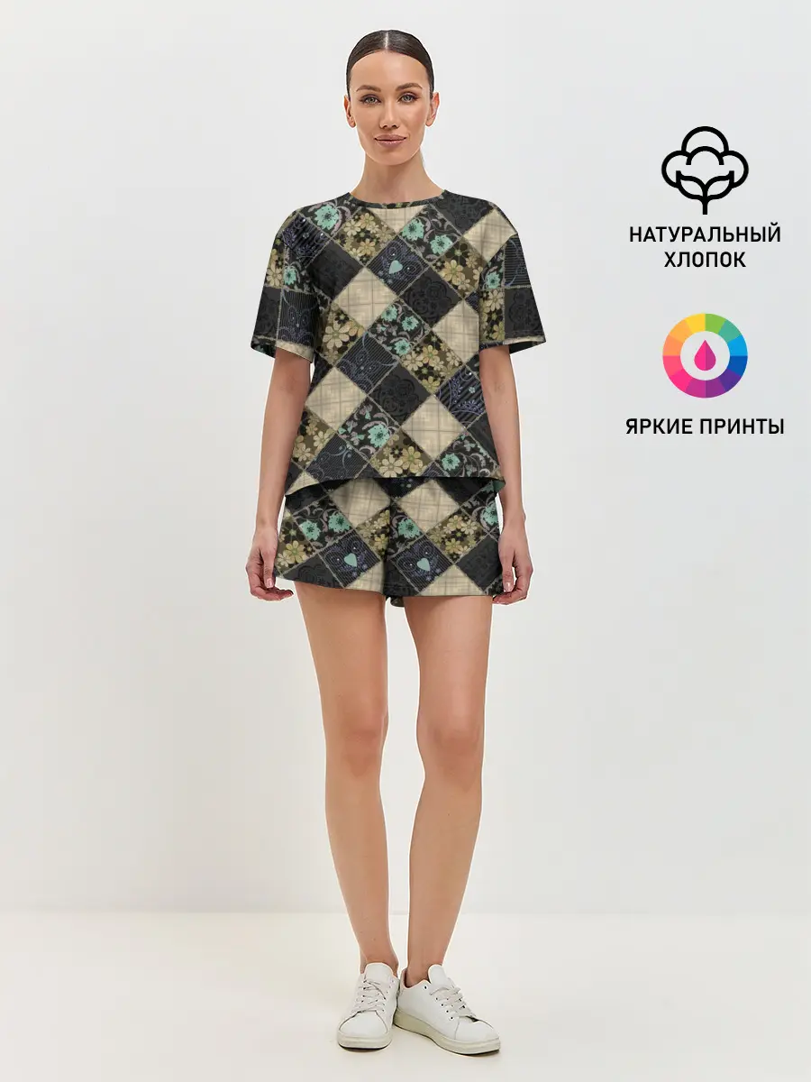 Женская пижама с шортами / Лоскутное шитье