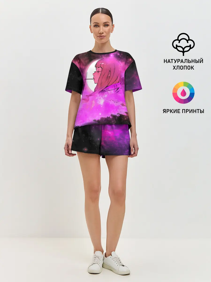 Женская пижама с шортами / Аниме Девушка | Розовый Космос