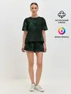 Женская пижама с шортами / Темно-зеленый мраморный узор